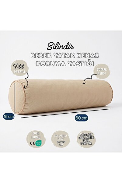 JOYFUL KIDS Corduroy Cylinder Baby Bed Edge Protection 100% Cotton Antiallerg...