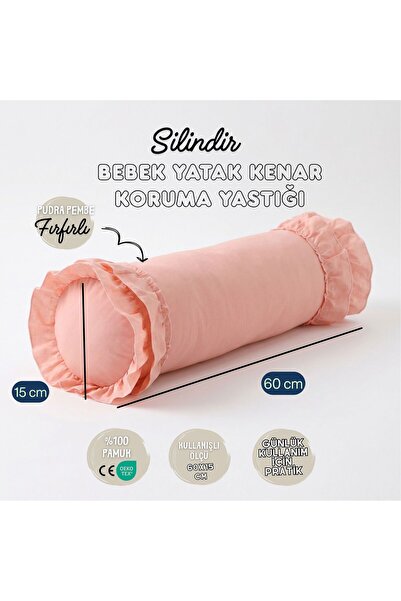 JOYFUL KIDS Cylinder Baby Bed Edge Protection 100% Cotton Antiallergic Pink R...