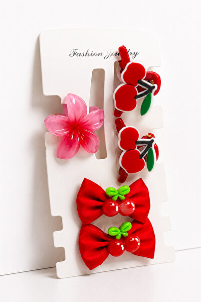 MakeWell Girl's Cherry and Strawberry Shaped Hair Clip Set – Snap Clip and Sh...