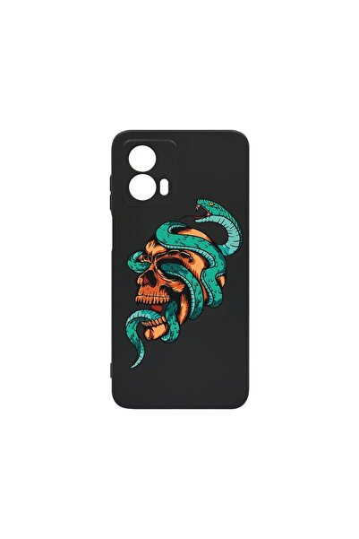 bestcase Премиум силиконов калъф, съвместим с Motorola Moto G24, Дизайн Череп...