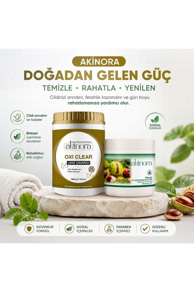 Akinora Oxi leke çıkarıcı 1KG At kestanesi kremi 500Ml