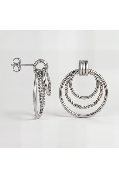 Oria Jewelry 925 silver three rings earrings