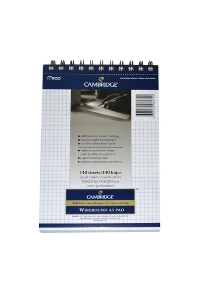Mead A5 140 Yaprak Kareli Defter - Beyaz