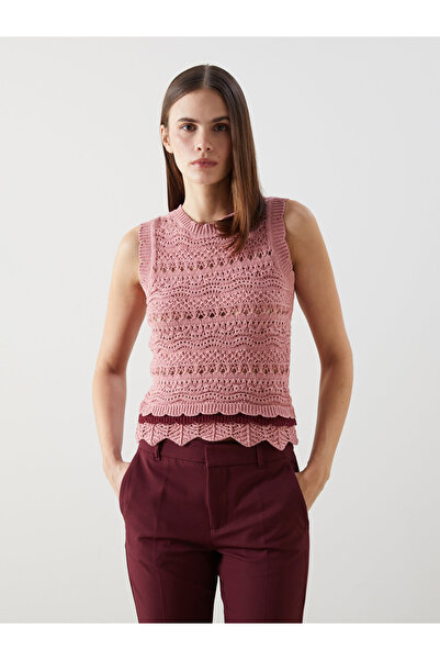 LC Waikiki Crew Neck Hole-Knitted Women's Knitwear Sweater Vest