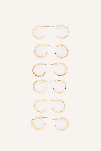 DeFacto Women's Gold Color 6-Piece Hoop Earring Set H7446Axns