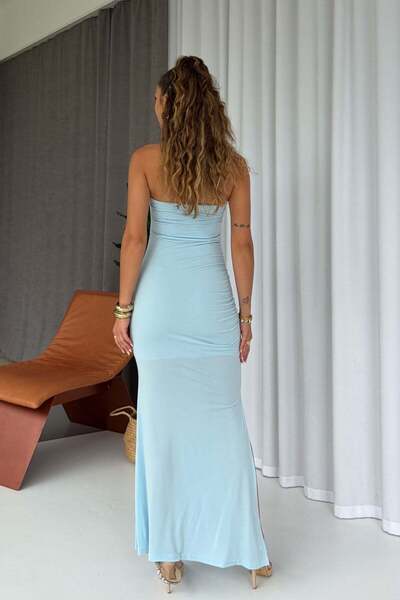 Mine Tan Butik Crystal Fabric Underwire Dress - Blue