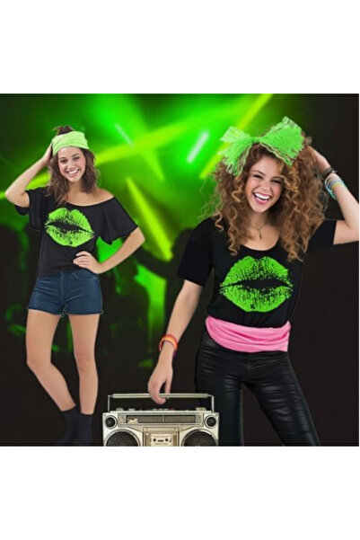 OMS Tricou damă pe umeri cu imprimeu buze