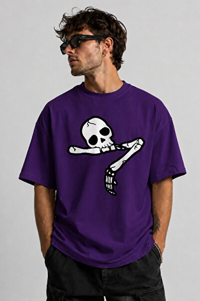 ArtYus Tricou oversize unisex cu imprimeu Dertli Skeleton – Tricou casual din...