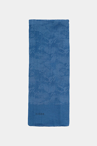Zühre Brushed Textured Patterned Night Blue Shawl 0057