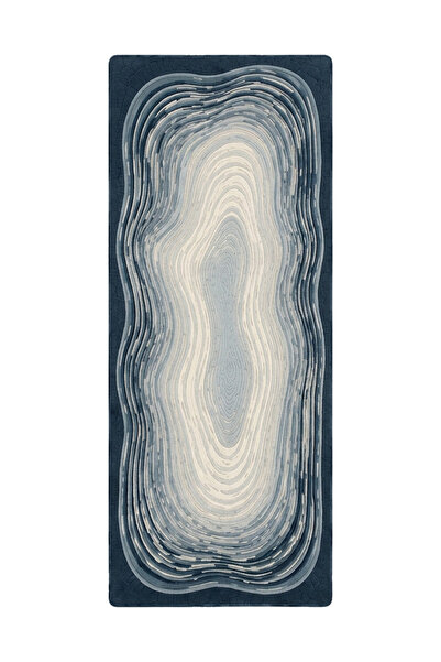 Rugs Modern Halı SDT Modern Topografik Desenli Katmanlı Dalgalı Mavi Dokuma T...