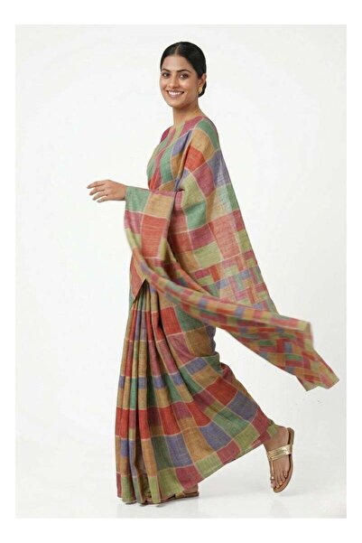 Nool ae Nool Mozaik Print Saree with Unstitched Blouse Material