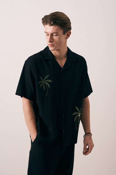 carino man OVERSIZE FIT NAKIŞ DETAYLI GÖMLEK