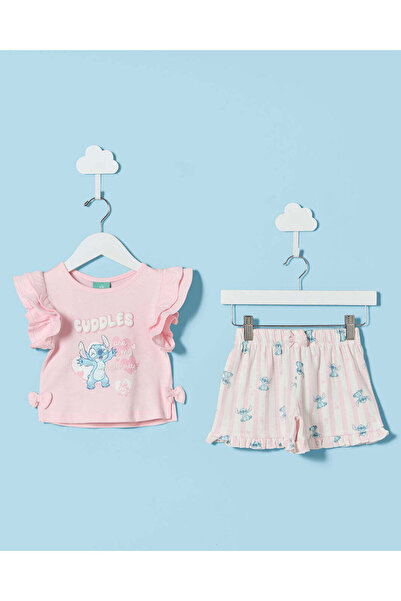 REDTAG Girls Pink And White Pyjama Short Set