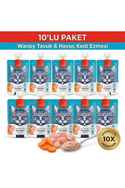 Wanpy Taze Tavuklu&Havuçlu 10'lu Kedi Et Ezmesi 90 gr
