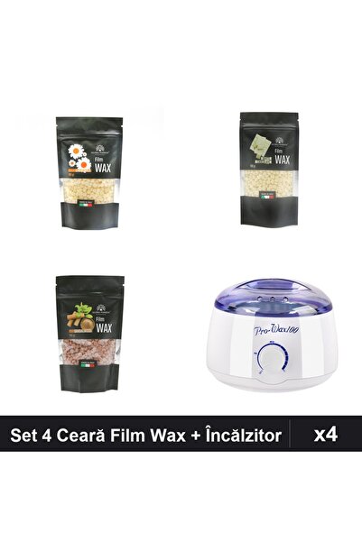 global fashion Set 4 Ceară Epilare Film Wax 100g + Încălzitor ProWax - Mușețe...