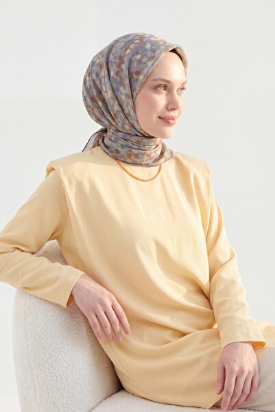 Silk Home وشاح ناعم بتصميم فسيفساء ريترو باللون الأزرق الفاتح 90x90