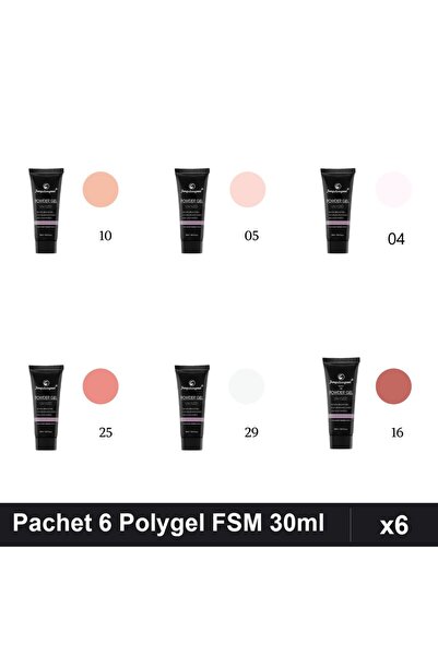 FSM Set 6 Polygel 30ml - Nr.04, Nr.05, Nr.10, Nr.16, Nr.25, Nr.29
