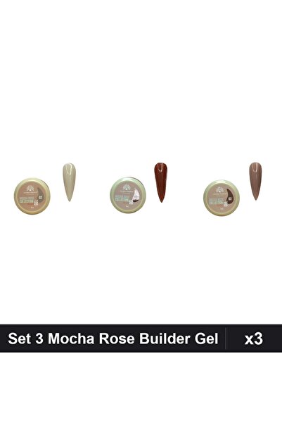 global fashion Set 3 Mocha Rose Builder Gel 15g - Nr.02 Nr.09 Nr.03
