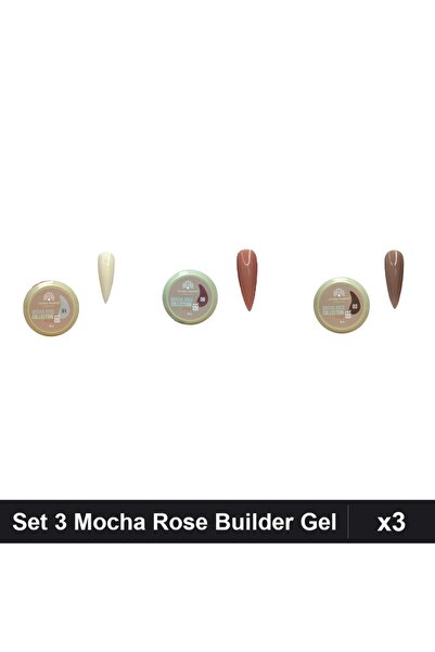 global fashion Set 3 Mocha Rose Builder Gel 15g - Nr.01 Nr.08 Nr.03