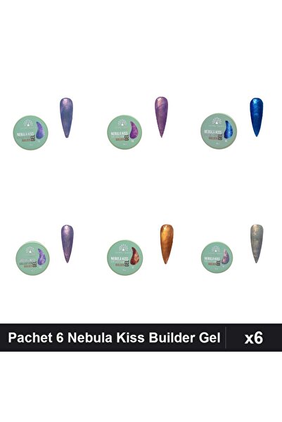 global fashion Set 6 Nebula Kiss Builder Gel 15g - Nr.08 Nr.09 Nr.11 Nr.12 Nr...