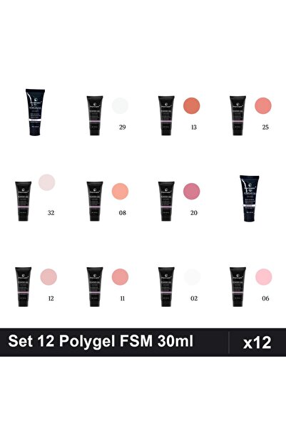 FSM Set 12 Polygel 30ml - Nr.02, Nr.06, Nr.08, Nr.11, Nr.12, Nr.13, Nr.17, Nr...