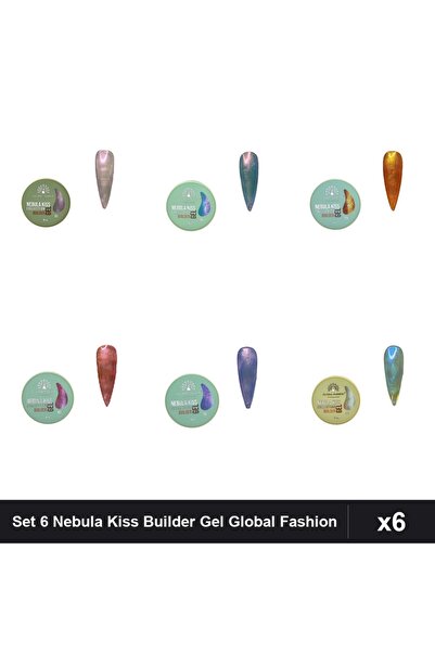 global fashion Set 6 Nebula Kiss Builder Gel 15g - Nr.01 Nr.02 Nr.03 Nr.05 Nr...