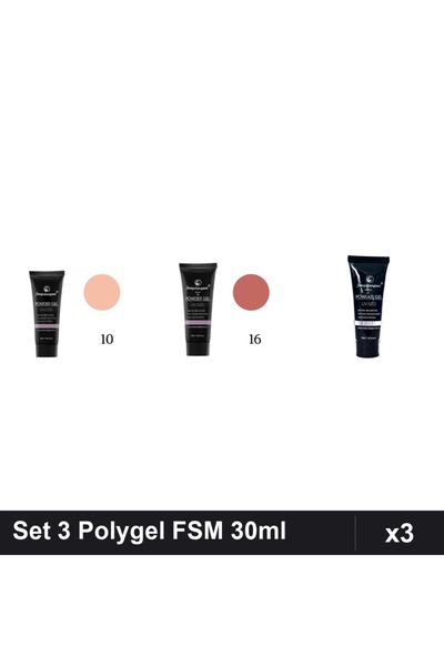 FSM Set 3 Polygel 30ml - Nr.10, Nr.16, Nr.17 - Constructie Unghii