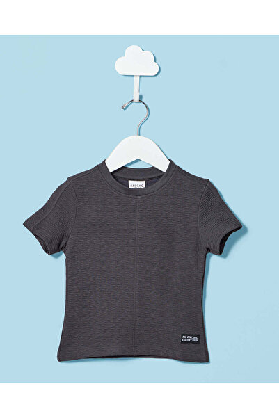 REDTAG Infant Boys Charcoal Loose knit T-shirt