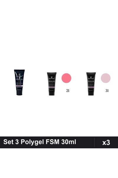 FSM Set 3 Polygel 30ml - Nr.15, Nr.21, Nr.31 - Constructie Unghii