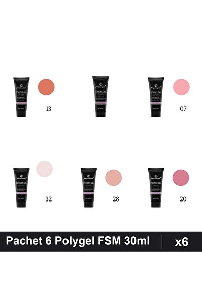 FSM Set 6 Polygel 30ml - Nr.01, Nr.07, Nr.13, Nr.20, Nr.28, Nr.32 - Constructie