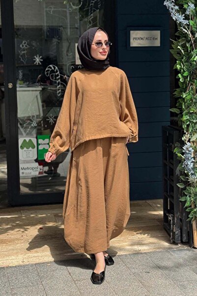 QOOQ STORE QOOQ Sasha Pantolonlu Takım 26SS205T Camel