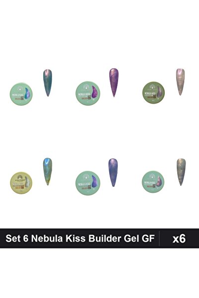 global fashion Set 6 Nebula Kiss Builder Gel 15g - Nr.01 Nr.02 Nr.03 Nr.08 Nr...