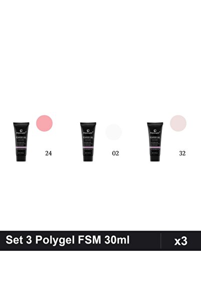 FSM Set 3 Polygel 30ml - Nr.24, Nr.02, Nr.32 - Constructie Unghii