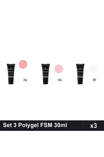 FSM Set 3 Polygel 30ml - Nr.24, Nr.06, Nr.29 - Constructie Unghii