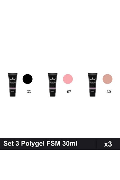 FSM Set 3 Polygel 30ml - Nr.33, Nr.07, Nr.30 - Constructie Unghii