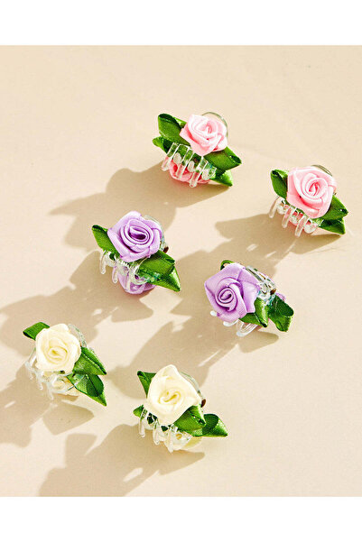 REDTAG Girls Assorted Floral Hair Clip 6 Piece Set