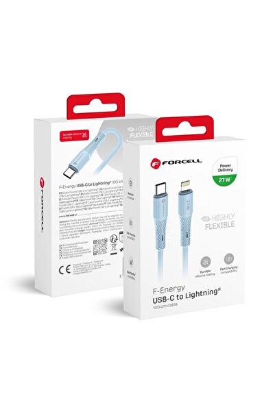 Forcell Cablu USB USB-C - Lightning 1 m Albastru