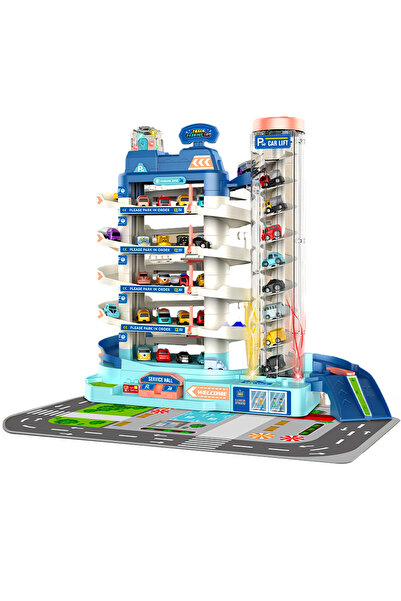 Brius Children's car garage with multiple parking, electric lift, cars includ...