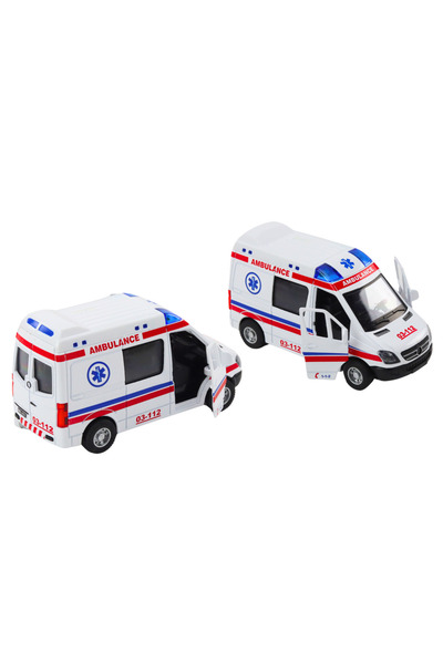 LeanToys Mașină de ambulanță 1:32, model de colecție, pentru copii.