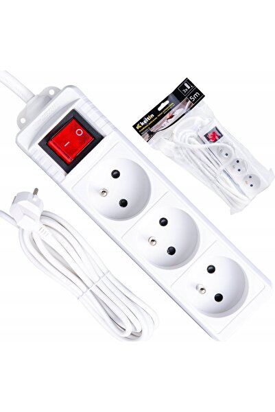 Keltin Întrerupător electric - bară de alimentare albă 3 prize 5m (40)
