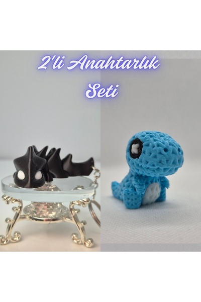 3DAtölyeMaker Black Flexible Dragon and Light Blue Knitted Pattern Moving Din...