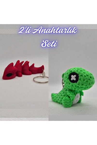 3DAtölyeMaker Fire Engine Red Flexible Dragon and Green Knitted Pattern Movin...