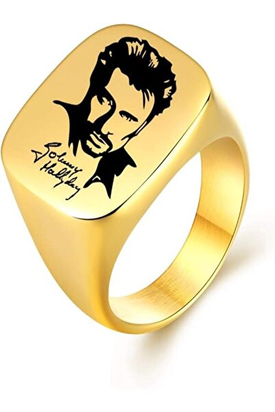 Other AFSTALR Johnny Hallyday Men's Signet Ring Stainless Steel Ring with Sig...