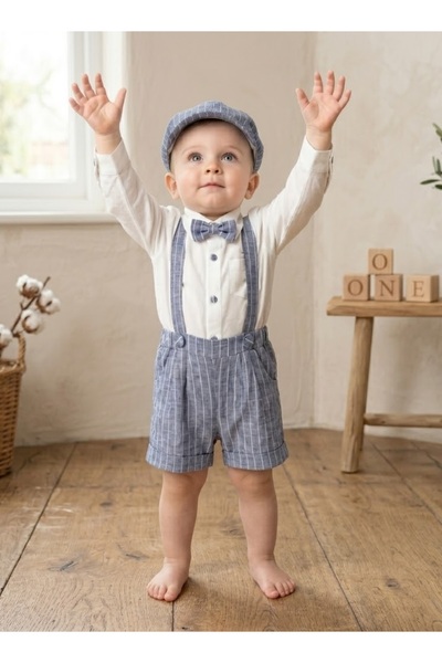 Moonstar Baby Boy Salopet Suit Shirt, Hat and Bow Tie Accessories 4 Pieces 3-...