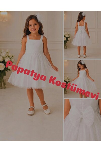 Papatya Simli beyaz mezuniyet elbisesi