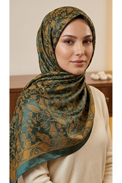 Dervişan İpekçilik %100 Saf İpek Çift Taraflı Eşarp 95x95 cm Kaymaz Tok Duruş...