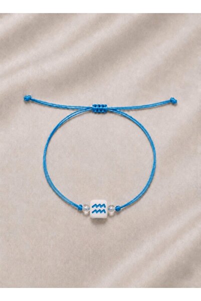 Femenino Minimal Aquarius Sign Adjustable Rope Bracelet