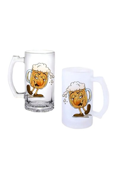 Ghostbastır Drunkard's Beer Glass with Handle, Frosted or Transparent Options...