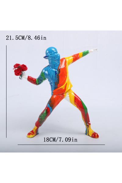 choice2 Ared 1 pc Resin Banksy Sculptures Flower Thrower Statue Bomber Home D...
