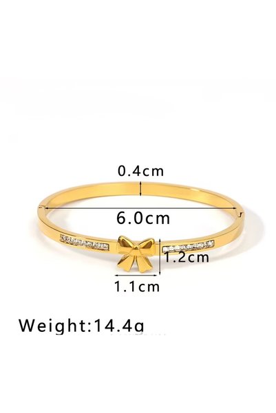 Passion by rahi Stainless Steel Plated 18K Gold Buckle Inlaid With Bow Zircon Bracelet for Women Bowknot Fashion Jewelry Bangle